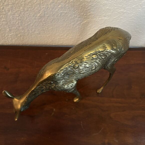Vintage Brass Spotted Doe Deer Mid Century Modern MCM Decor Heavy 8”x 8” - Picture 6 of 8